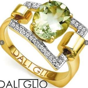 Green Amethyst and diamond accent ring size 7